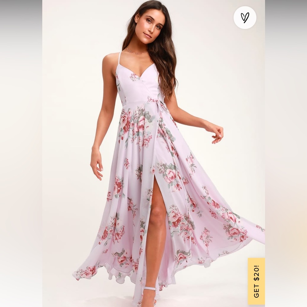 Lulu’s M lavender floral wrap dress